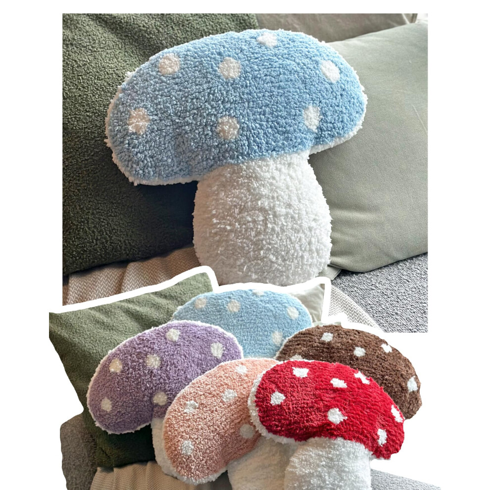 Coussin D Coratif Capitonn En Forme De Champignon Dreamstall 15 X 15 Cm - D Coration Champignon Pour Lit, Canap , Salon (Bleu)-image