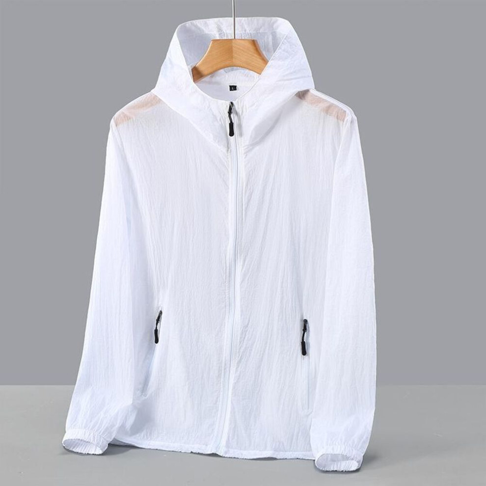 (white, 7XL) Fashion Sunscreen Clothes Summer For Men Casual Upf 50 Thin Hooded Couple&apos;s Plus Size Summer Jackets