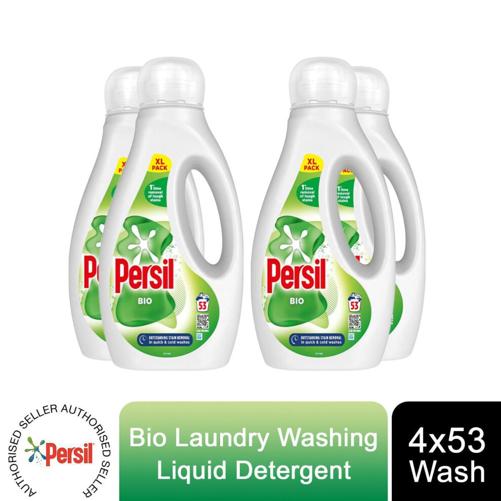 Persil 4X Of 53W Washes Bio Laundry Washing Liquid Detergent 1.431L