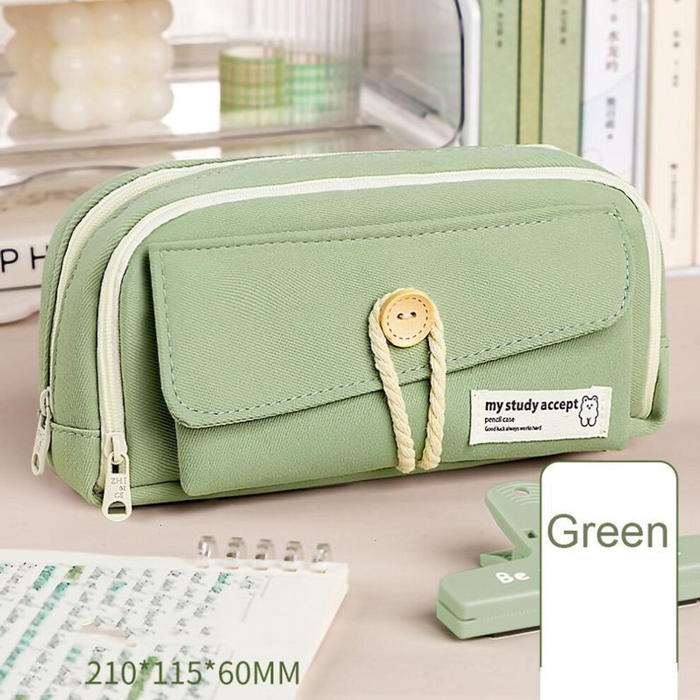 (green) Pencil Case Large Capacity Pencil Pouch Handheld Pen Bag Cosmetic Portable Gift For Office School Teen Girl Boy Men Women Adult