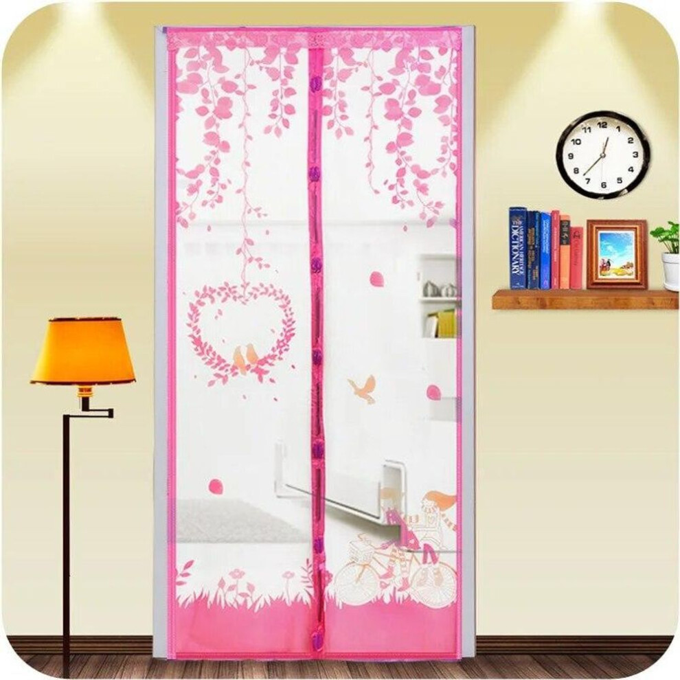 (pink, 100 * 210cm) 90 * 210cm/ 100*210 Cm Summer Magnetic Mesh Net Anti Mosquito Insect Fly Bug Curtain Automatic Closing Door Screen Kitchen Curtain