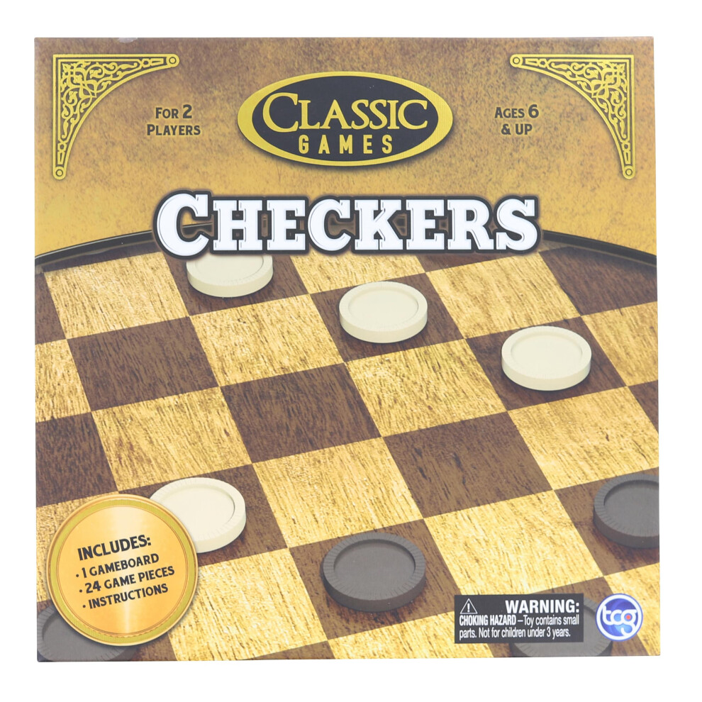 Classic Games Wood Checkers Set | Board & 25 Game Pieces-image-OPC-PG2ZJK7-NEW