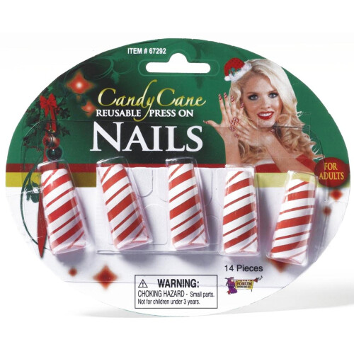 Candy Cane Fingernails Costume Accessory One Size