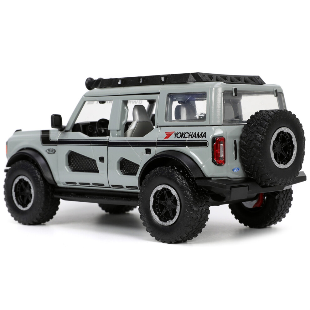 2021 Ford Bronco Gray with Black Stripes with Roof Rack ""Own the Night"" ""Just Trucks"" Series 1/24 Diecast Model Car by Jada