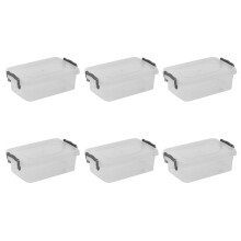 (650ml, 6) Clear Food Safe Storage Boxes with Locking Lids Handles Clip Plastic Multi Use