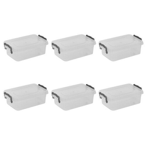 URBN Living (650ml, 6) Clear Food Safe Storage Boxes with Locking Lids Handles Clip Plastic Multi Use