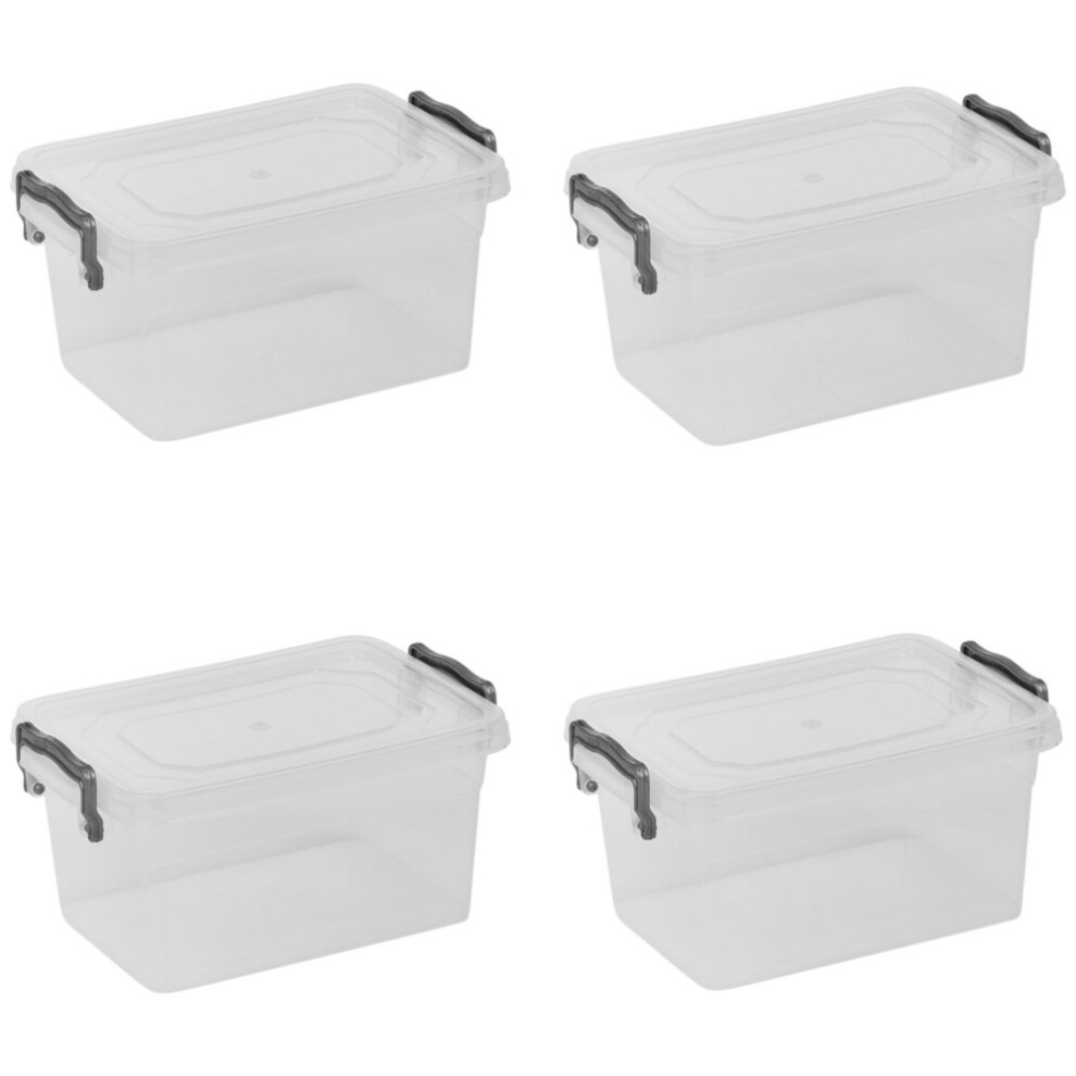 (1L, 4) Clear Food Safe Storage Boxes with Locking Lids Handles Clip Plastic Multi Use