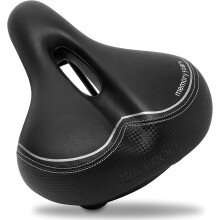 Nhradn sedlo Bikeroo Extra Wide  Vhodn pro vnitrn i venkovn kola  Ocelov pruina a elastomerov odpruen  Stredov vrez  Pametov pena