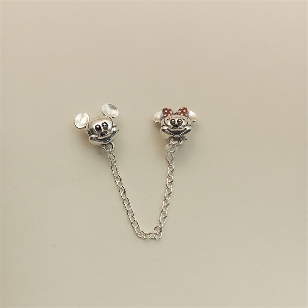 Pandora Mickey Mouse Safety Chain Charms Bracelet Sterling Silver