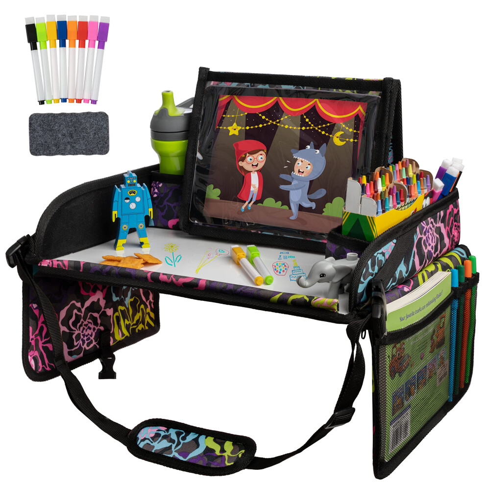 Kids Travel Tray For Toddler & Kids Car Seat Lap Tray For Airplane Kids Travel Desk Essential Accessories Table Tray For Road Trip Activ Lusso Gear