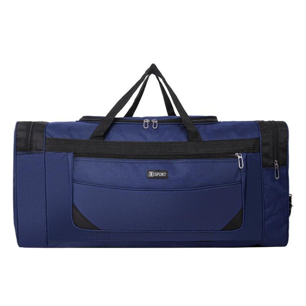 (blue, L) Mens Foldable Large-capacity Portable Travel Bag Sports Gym Holdall Bag Travel Work Cabin Barrel Bag Storage Duffel Bag