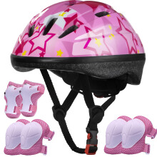Kinderhelm, verstellbar, für Kinder im Alter von 3–8 Jahren, Jungen und Mädchen, Kleinkind-Fahrradhelm mit Schutzausrüstung für Sport, Knie- und