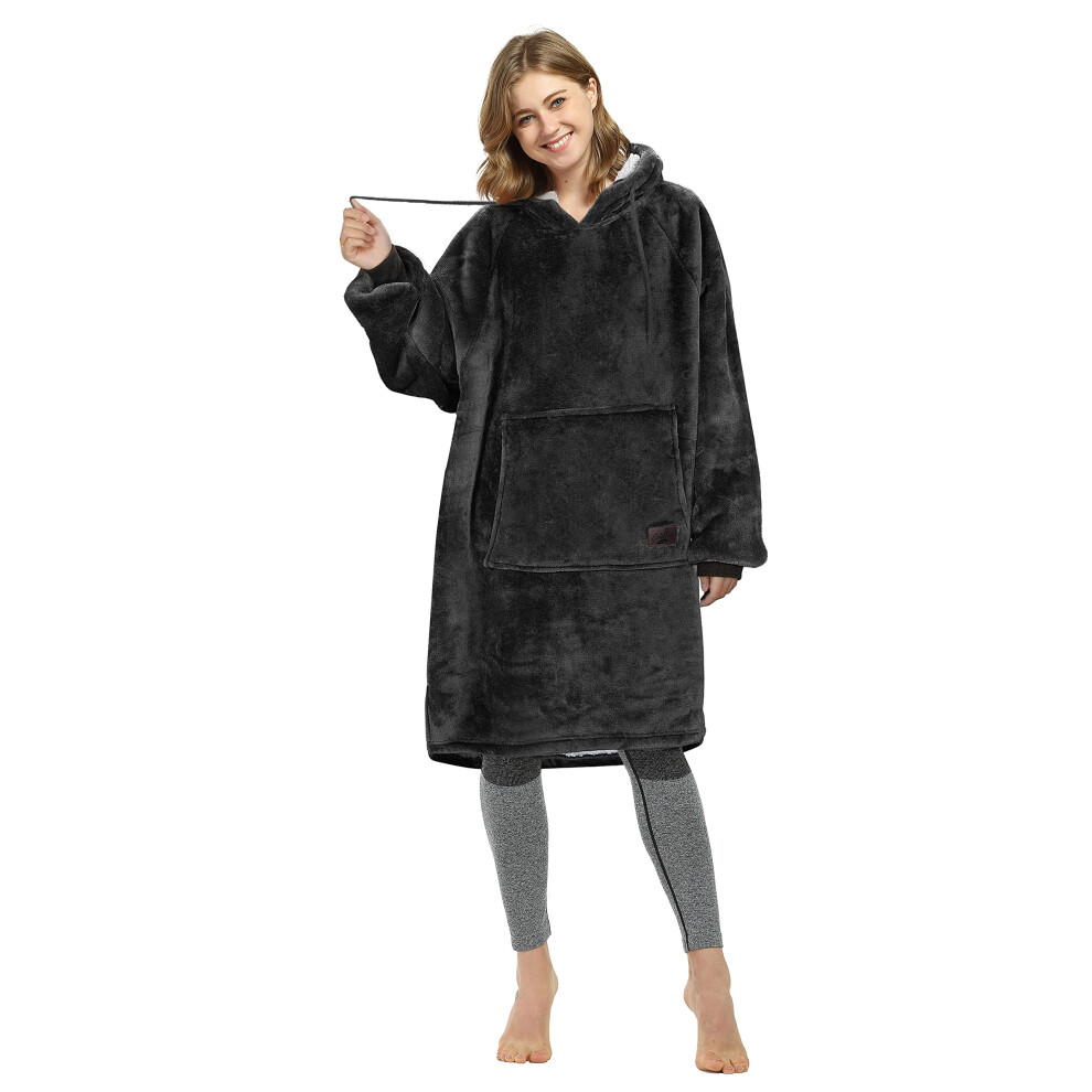 Catalonia Sweat     capuche Sherpa pour femme, robe d   contract   e, confortable, avec poche kangourou, chaud et doux, cadeau pour elle, noir