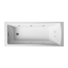 Square Single Ended Straight Whirlpool Bath with 8 Chrome Jets and Leg Set, 1800 x 800mm