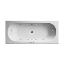 Round Double Ended Whirlpool Bath with 12 Chrome Jets and Leg Set, 1700 x 750mm