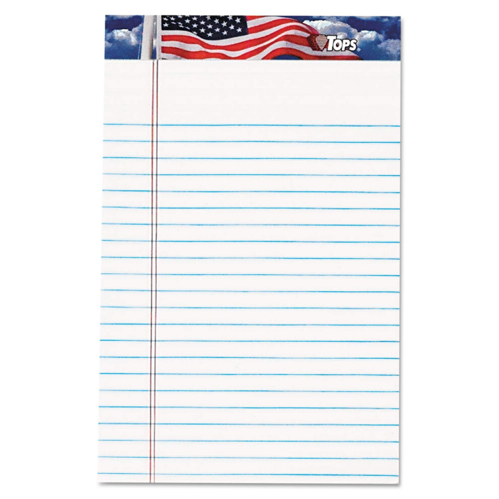 TOPS American Pride Writing Pad  Narrow  5 x 8  White  50 Sheets  Dozen-image-OPC-PG2ZQH7-NEW