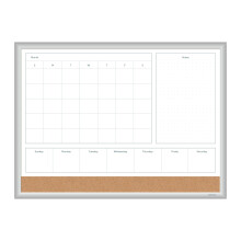 U Brands Magnetisk Whiteboard Kalender 4-i-1, 24"x18", Silver Aluminiumram