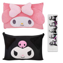 Shuyun tegneserie sød pillowcase anime dobbeltsidet plys puderlip pige soveværelse dekoration kawaii bomuld pudebetræk sød hårnål (sort lyserød