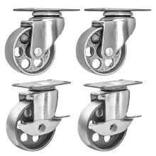 4 All Steel Swivel Plate Caster Wheels w Brake Lock Heavy Duty High-gauge Steel Gray 3 Combo
