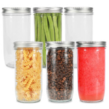 Ievier Mason Jars gura larga de 24 oz 6 pachet borcane de muraturi de sticla de depozitare a alimentelor cu capace ?i benzi de borcan etan?e