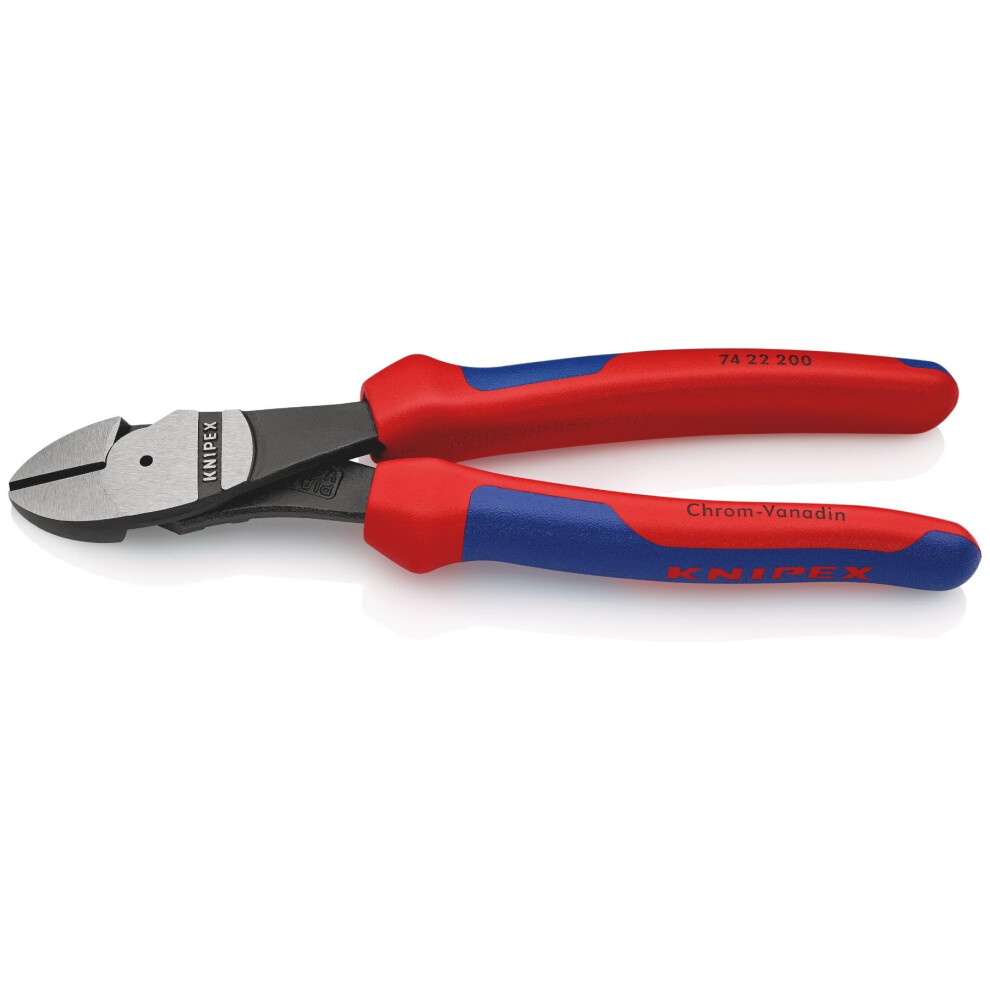KNIPEX 74 22 200 Comfort Grip High Leverage Angled Diagonal Cutter  8-Inch  Angled  Comfort Grip