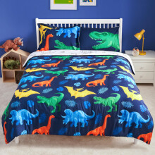 Joiedomi Kid Twin Comforter Set - 5-delige dinosaurusbeddengoedset voor jongens/meisjes - Superzacht microvezelbed in een tas met dekbedlakens, kusse