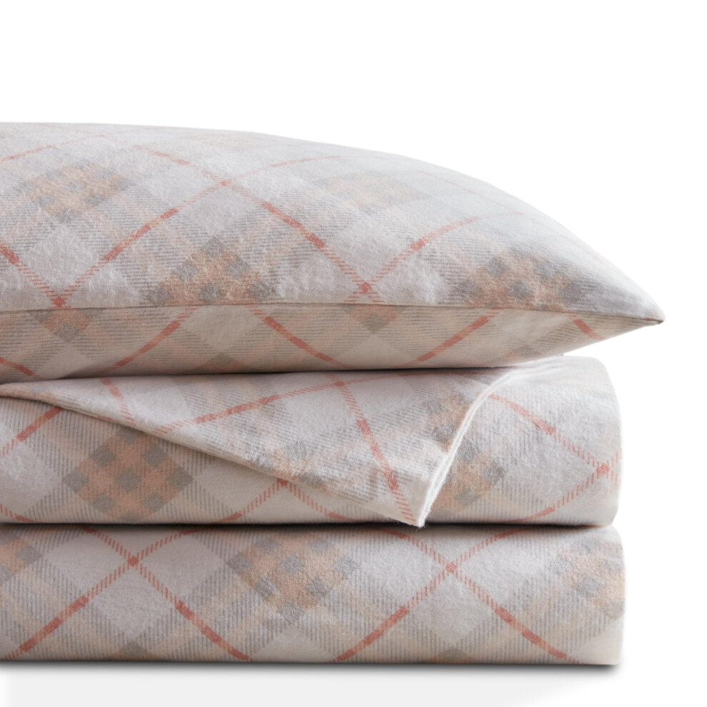 Codi Draps en flanelle pleine grandeur - Ensemble de draps ultra doux et chauds 4 pi   ces Draps de lit confortables 100 % coton     carreaux roses b