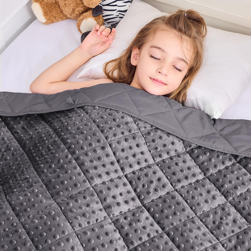 Yescool Couverture lestée pour enfants, 2,3 kg, grise, chaude, en peluche Minky, épaisse, en microfibre, polaire, rafraîchissante, chauffante, co