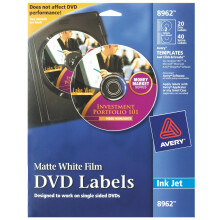 Etiquetas para DVD Avery en blanco mate para impresoras de inyecci   n de tinta (8962)