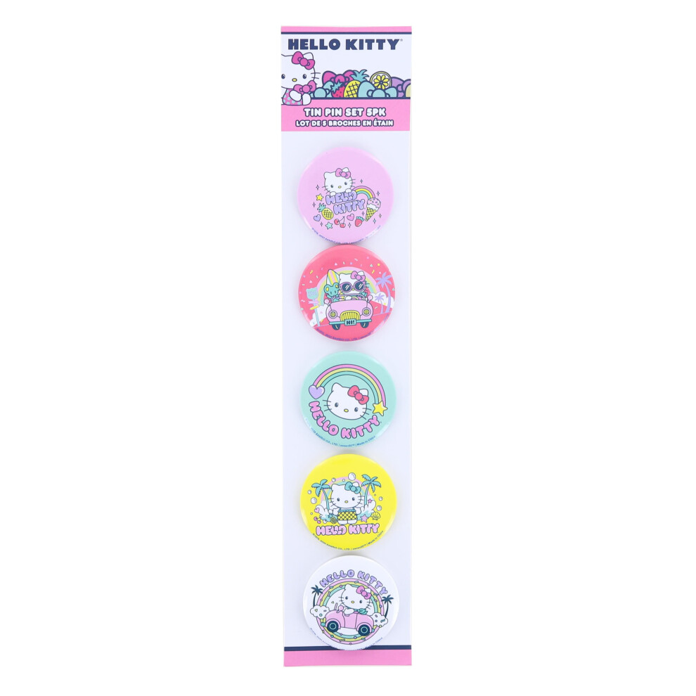 Set Di Bottoni In Latta Da 5 Pezzi Sanrio Hello Kitty Pretty Pastels | Accessori Per Badge In Metallo Per Cappelli Da Zaino