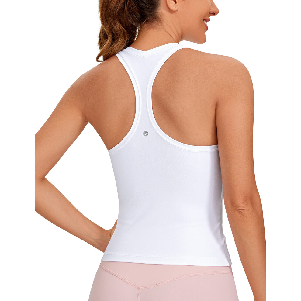 CRZ YOGA Butterluxe Débardeur d'entraînement dos nageur pour femme, sans manches, haut de sport, t-shirt de yoga athlétique, caraco, blanc, taill