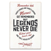 The Sandlot Legends Never Die Wood Wall Decor - Sandlot Baseball Movie Quote Wall Art for Man Cave or Bedroom