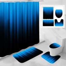 Litabel 4 stk R?d og sort gradient bruseforh?ng s?t med t?pper og toiletl?g Betr?k Moderne simpelt vandt?t stof Badev?relsess?t Ombre Stripe Goth