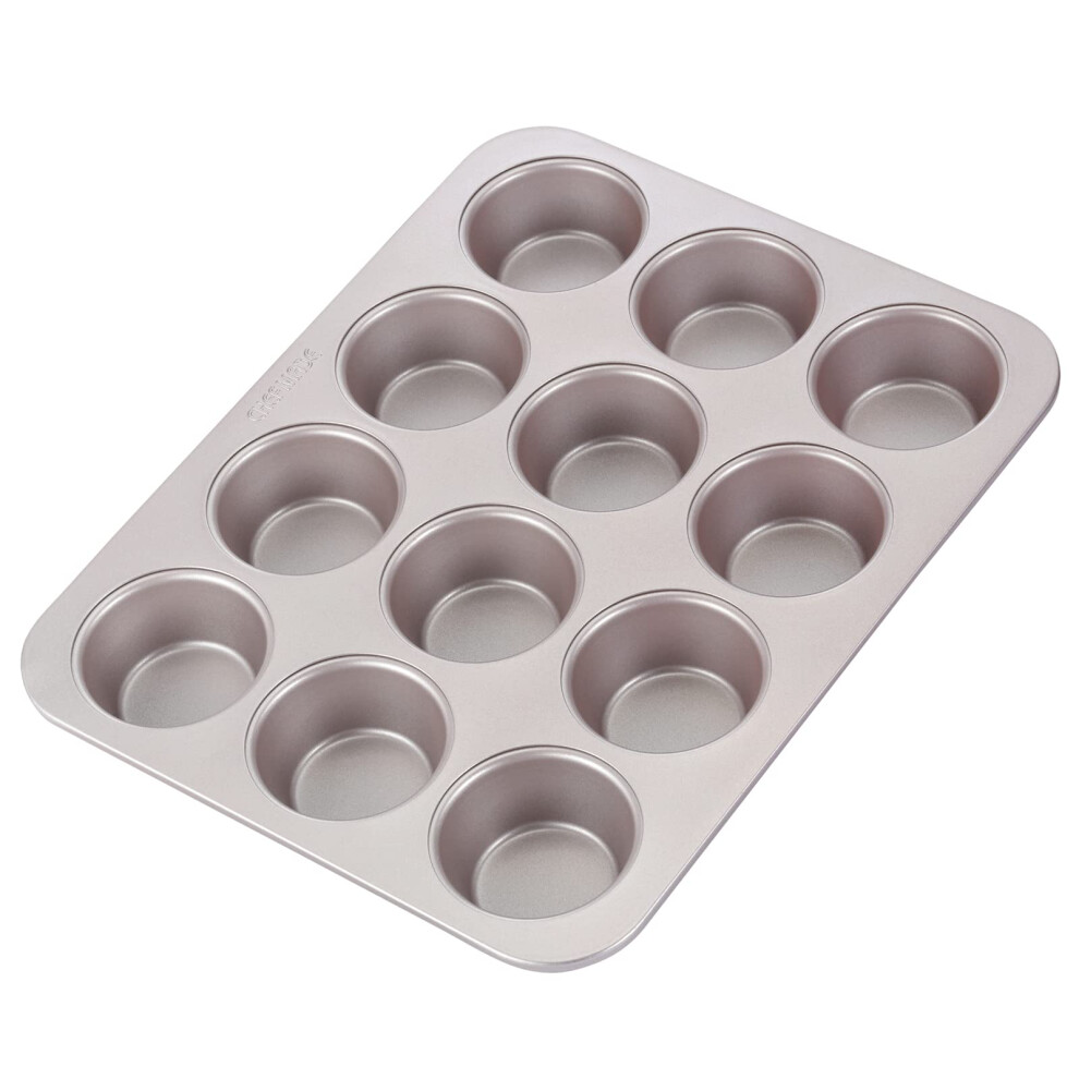 CHEFMADE Muffin Cake Pan 12-Cavity Non-Stick Cupcake Pan Bakeware for Oven Baking Champagne Gold