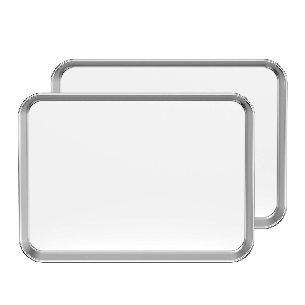Bastwe Baking Sheet Set of 2 Stainless Steel 2-Piece cookie Sheet Toaster Oven Baking Pan Set Rectangle Size 16 x 12 x 1 inch Healthy Non Toxic