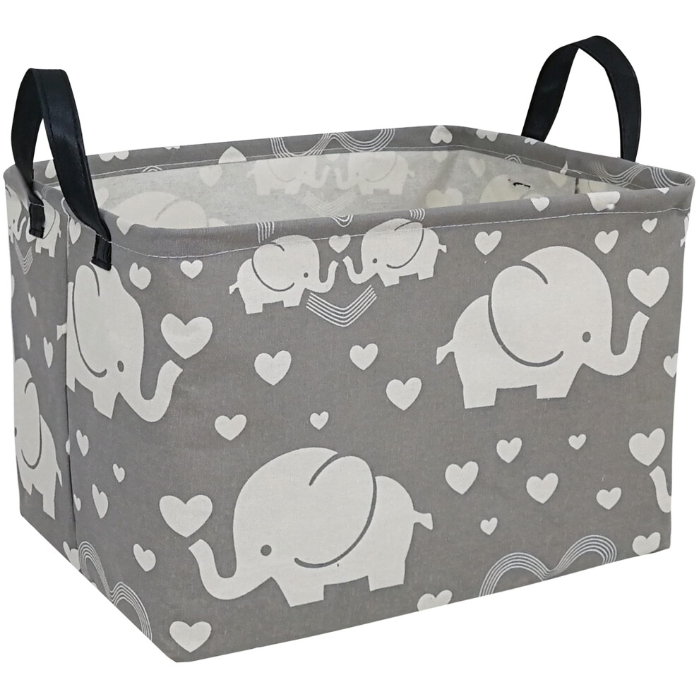 DUYIY Rectangle Canvas Storage Basket with Handle Large Organizer Bins for Dirty Laundry Hamper Baby Toys Nursery Kids Clothes Gift Basket REC-love el