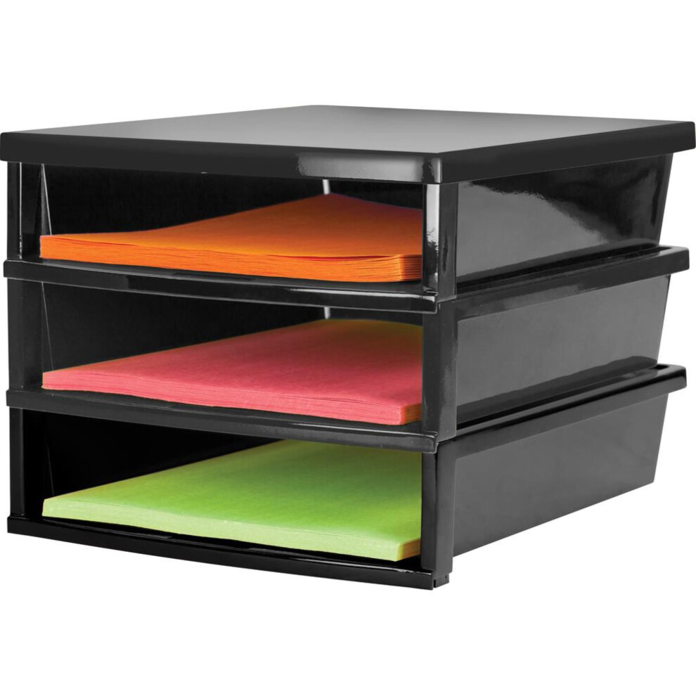 Photos - Other Furniture Storex Quick Stack Construction Paper Sorter - 500 x Sheet - 3 Compartment(s) - 8.4 Height x 11.3 Width13 Length - Black - P