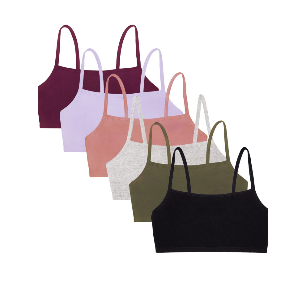 Fruit of the Loom Womens Spaghetti Strap Cotton Pullover Value Pack  Available in 4 & 6 Sports Bra  Black/Heather Grey/Olive/Purple/Lilac/Dusk  32 US