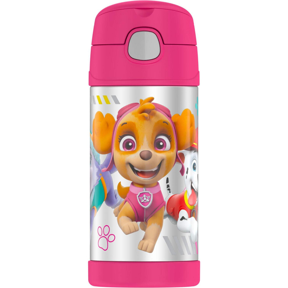 THERMOS FUNTAINER 12 Ounce Stainless Steel Vacuum Insulated Kids Straw Bottle Paw Patrol