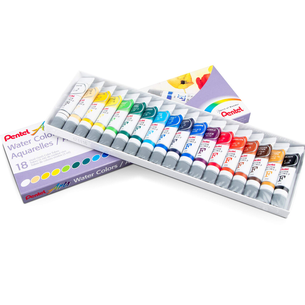 Pentel Arts Water Colors  Assorted Colors  Pack of 18 WFRS-18
