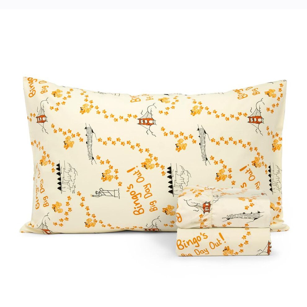 Parure de lit 3 pi   ces Salt Earth 100 % coton 210 fils pour lit double, pour enfant, comprenant un drap plat, un drap-housse et une taie d'oreill