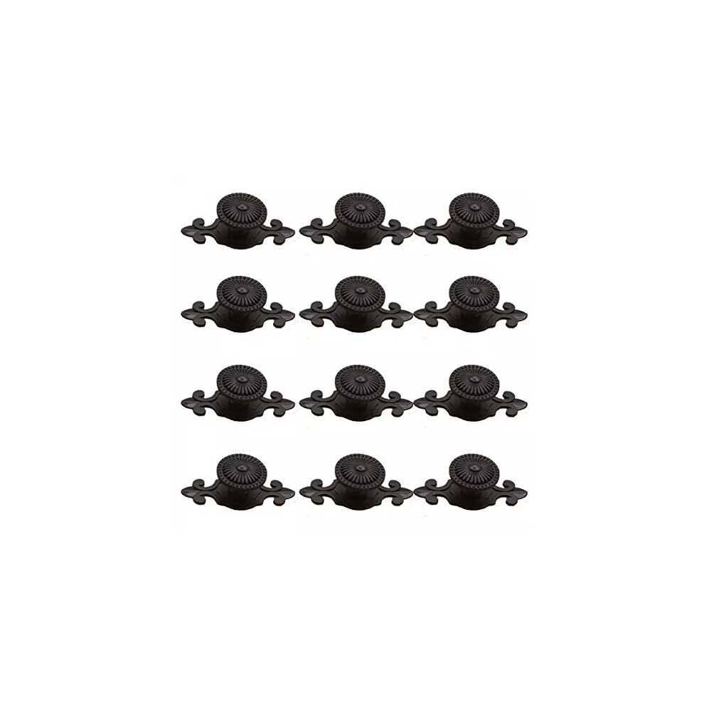 Cskb Black Antique Vintage Retro Drawer Cabinet Metal Knobs With Backplates 12 Pcs Mushroom Shape Pulls Handle Dresser Knob 743062074885