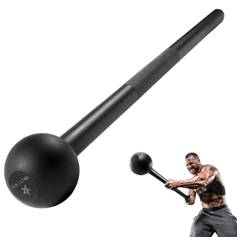 Yes4All Steel Mace Bell for Strength Training Shoulder Grips & Forearms Workouts - 5 Pounds