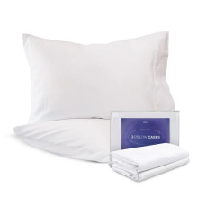 FluffCo Cooling Pillowcases Queen Size 100% Cotton Machine Washable Breathable Set of 2