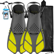 Happyouth Snorkel Fins Swim Fins Adjustable Open Heel Swim Flippers Travel Size Short Fins Scuba Dive Snorkeling Gear for Adults Men Women Kids Diving