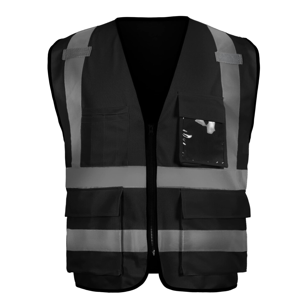 Class 2 Hi Vis Safety Vest For Men High Visibility Vest With Pockets And Zipper Working Construction Vest With Reflective Strips Meets Ansi/Isea St 810131532321