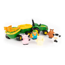 John Deere Animal Sounds Hayride Musical Tractor Toddler Toys- Includes Farmer Figure Tractor and 4 Farm Animals-Girls and Boys Ages 12 Months and