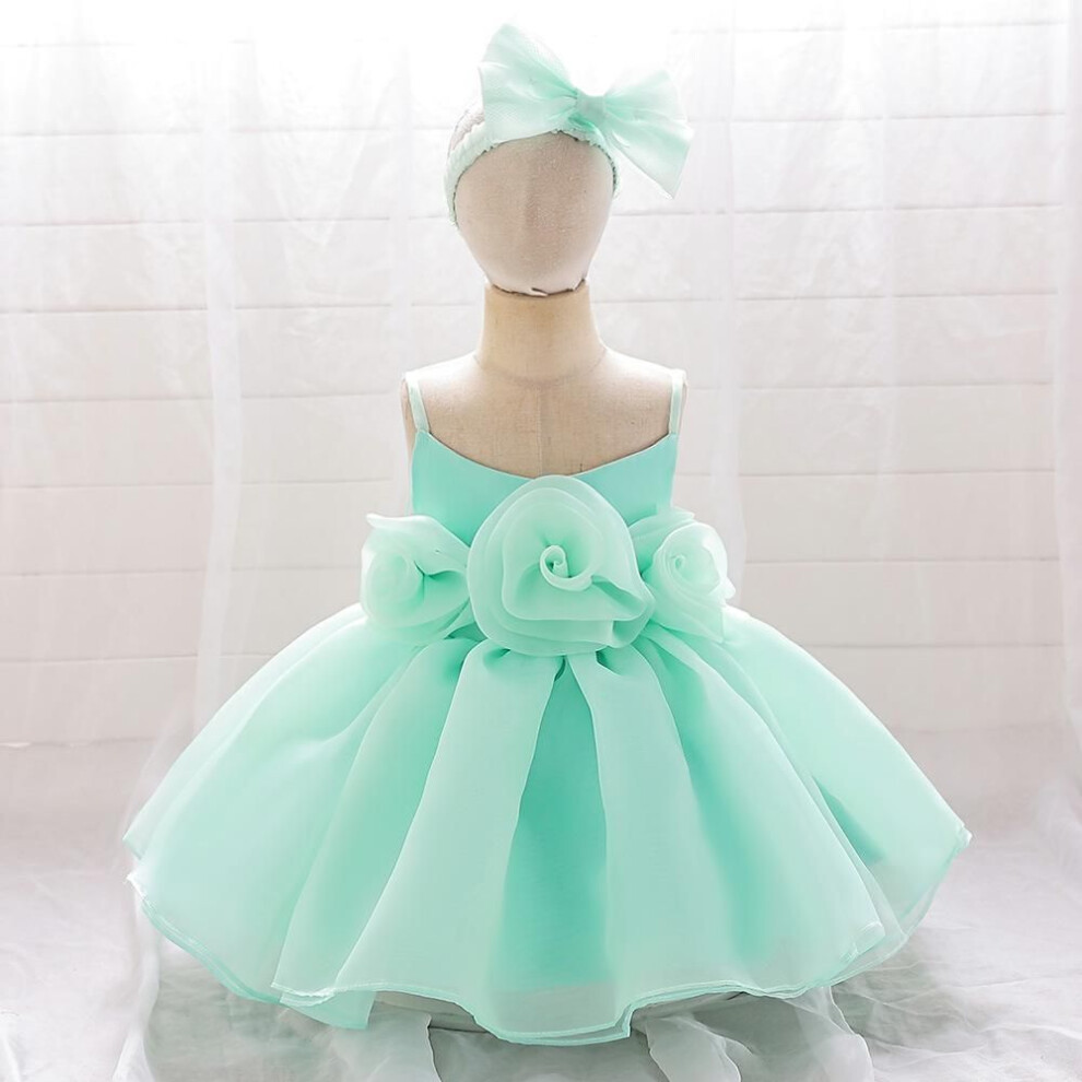 (green, 80) Toddler Girls 1st Birthday Dress With Heandband Bow Cute Baby Baptism Gown Kids Wedding Party Elegant Princess Vestidos Christmas Costume Dress