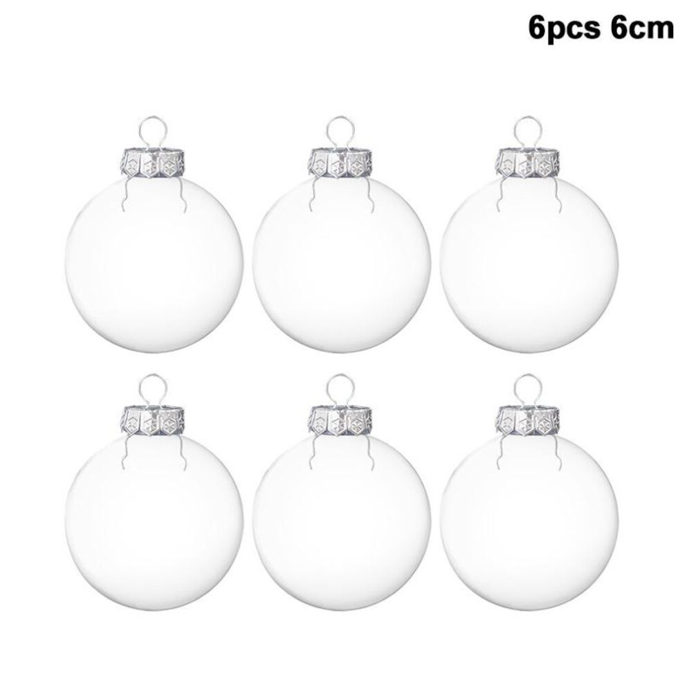 (6pcs 6cm ball) 6pcs Clear Plastic Christmas Ball Fillable Ornament Xmas Tree Hanging Bauble Pendant 2023 Christmas Home Decoration Navidad Gift