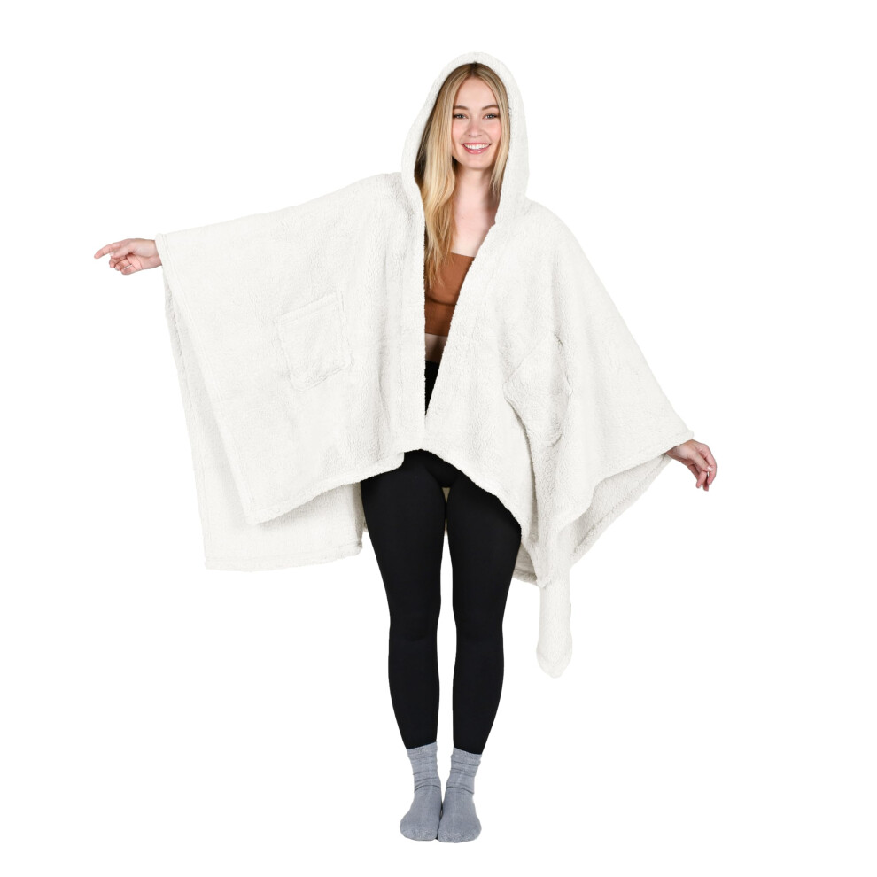 Poncho cape sherpa pour femme Catalonia, manteau douillet     capuche, couverture portable, id   e cadeau pour maman et adolescentes